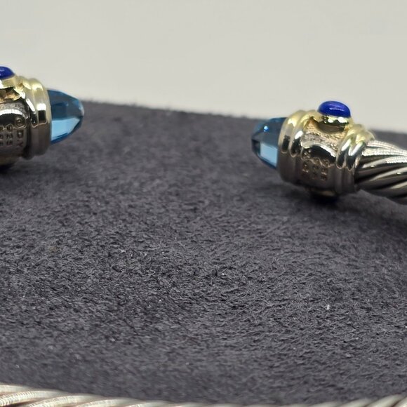 David Yurman Renaissance 5 mm Cable Blue topaz 14 K yellow gold and Silver SMALL - Picture 8 of 8
